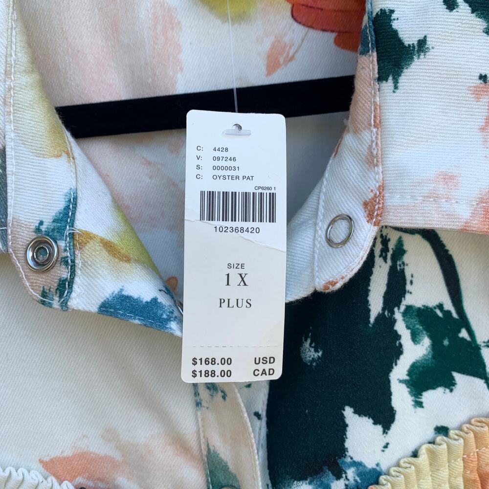 NEW Anthropologie Pilcro Shirt Dress Floral LongSleeve Ruffled Mini Size 1X Plus - Picture 2 of 10